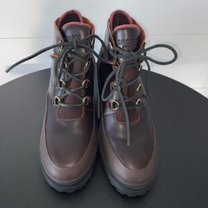 Sperry Womens Pretty Tough Chocolate Brown Color Ankle Chunky Boots Size 8.5